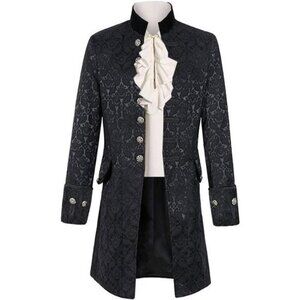 Mens Steampunk Medieval Jacket Pirate Viking Renaissance Tuxedo Coat
